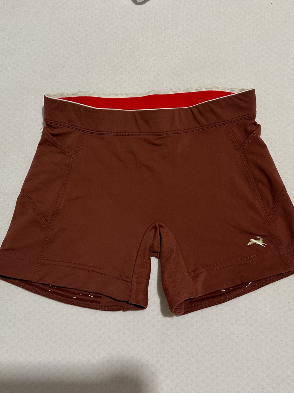 Tracksmith Lane Five Turnover Short Tights in Brown color size XS